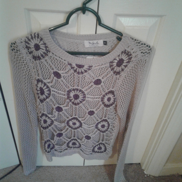Material Girls Crochet Mesh Purple Medium Top - Picture 1 of 2